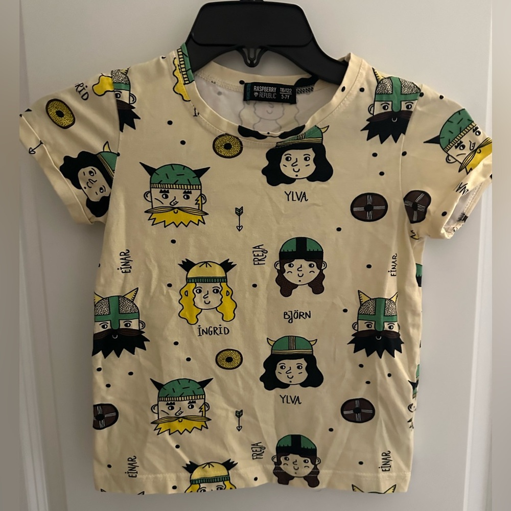 Kids Viking Print Tee - Cream